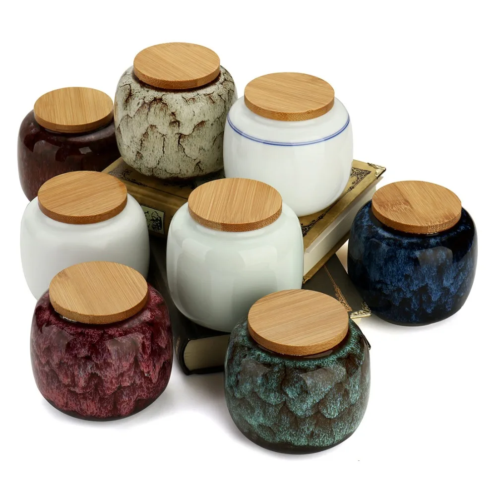 220ml Chinese Style Ceramic Storage Bottle Jar Colorful Tea Caddies Containers Kitchen Portable Travel Candy Coffee Snacks Jar