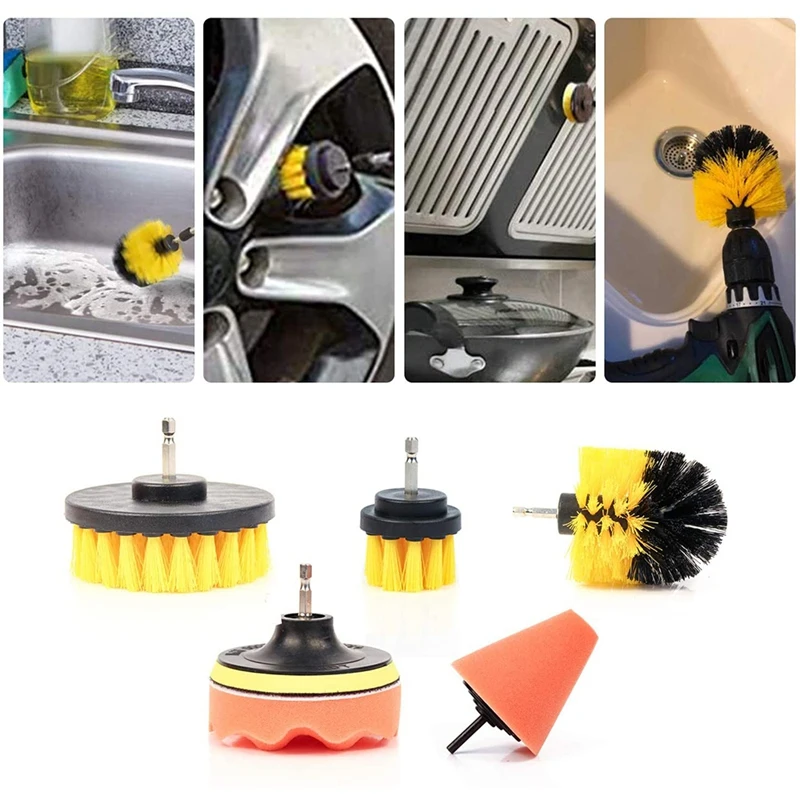 

Drill Brush Attachment Set 6 Piece Nylon Power Brush Tile and Grout Bathroom Cleaning Scrub Brush Kit Cleaning Supplies