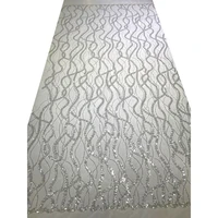 french silver glitter net sequins luxury heavy beaded lace fabric by the yard white wedding party dresses material curvy design