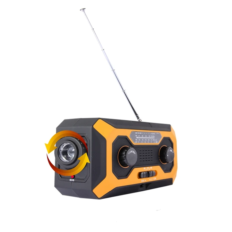 

Radio Hand Crank Solar Flashlight AM / FM / WB Portable Disaster Control Radio