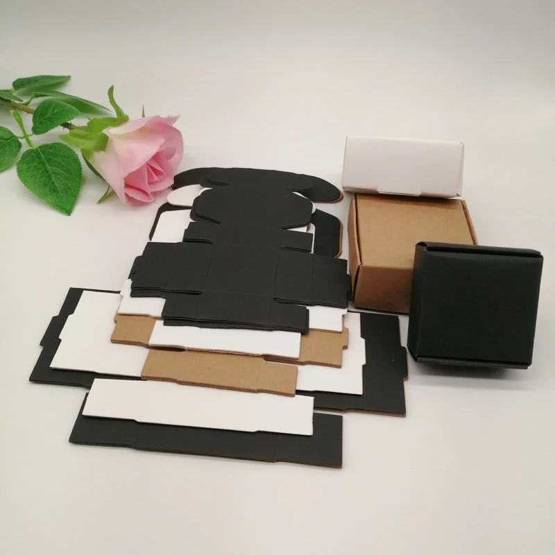 10pcs Black/White/Kraft Paper Box for Packaging Earring Jewlery Box Gift Cardboard Boxes Diy Jewelry Display Storage Packing Box
