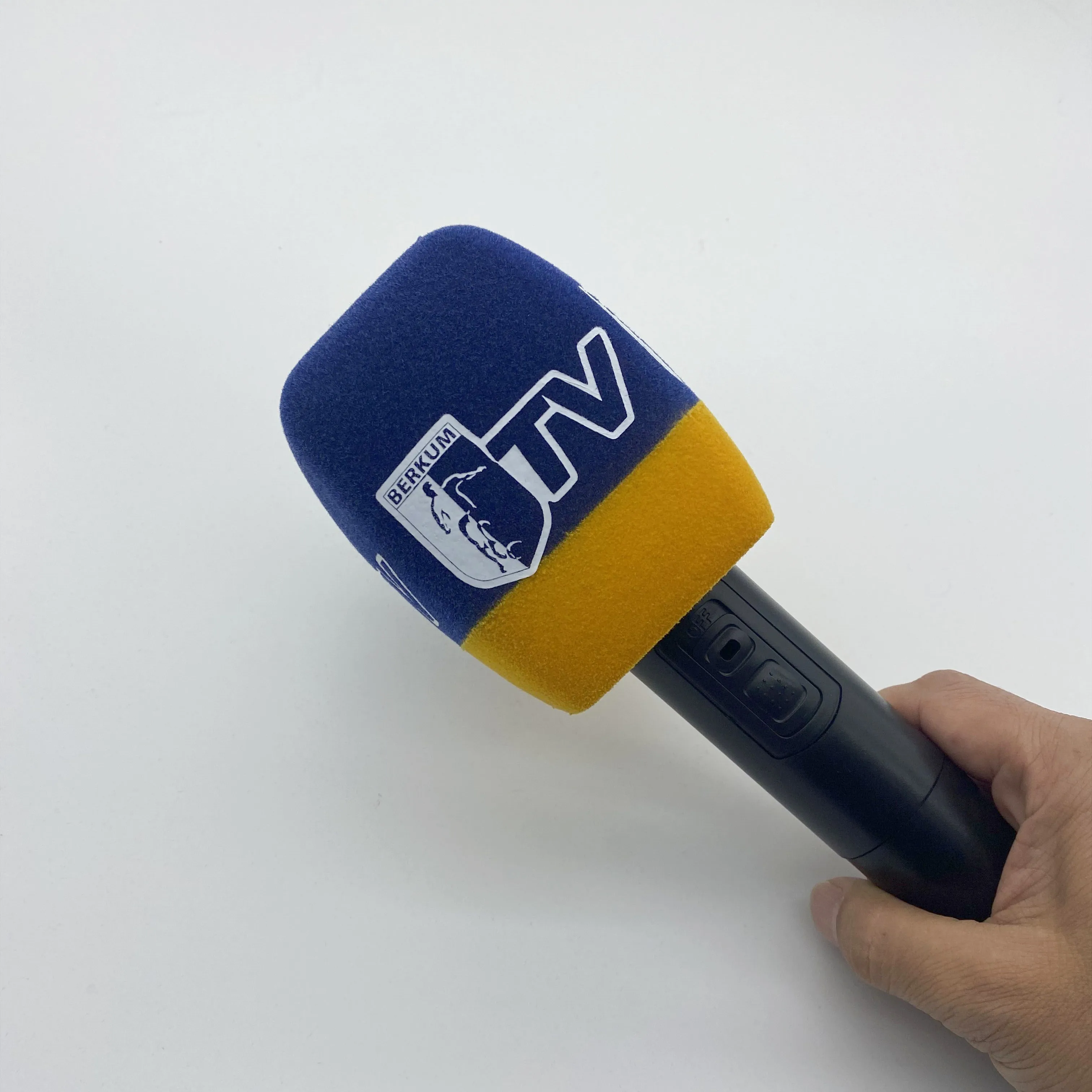Personalizada do Logotipo dos Pára-brisas do Microfone das Tampas de Impressão da Esponja do Microfone de Squre Reunindo para a Entrevista dos Repórteres das Estações de tv Espuma Esponja Microfone de Squre da do