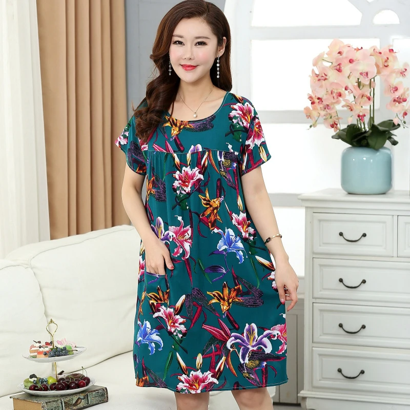 Ночная рубашка Женская Весенняя и летняя свободная хлопковая сексуальная ночная