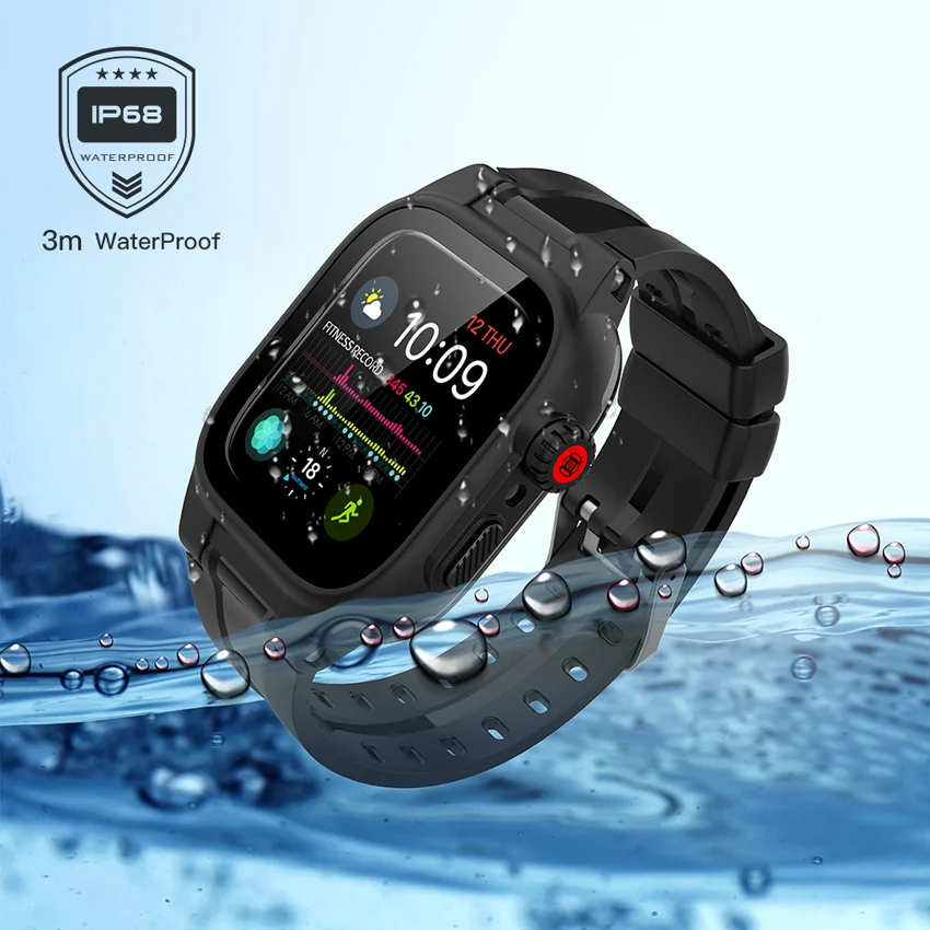 Чехол ShellBox IP68 ДЛЯ Apple Watch 6 5 4 3 2 SE 44 мм 42 водонепроницаемый армированный чехол для
