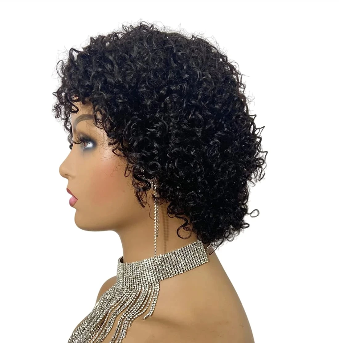 pixie cut short curly human hair wigs deep wave wig kinky brazilian Cheap Human Hair Wig |