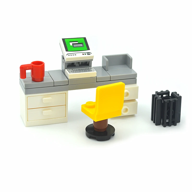 

City MOC Accessories DIY Bricks Chicken coop kennel TV Computer Sofa Dest Set Sale Creator Building Blocks Toys for Kids