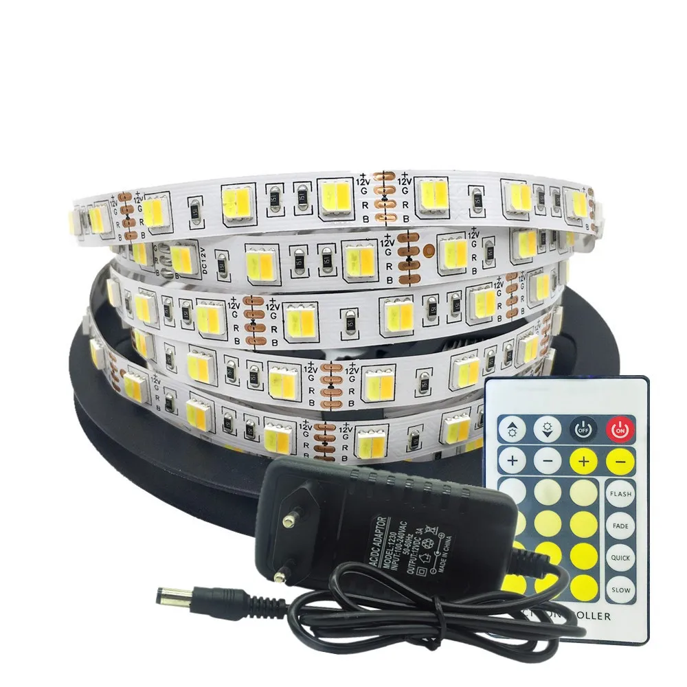 Гибкая светодиодная лента 5 м 10 двойной цвет CRI&gt80 SMD5050 CCT Диммируемый 12 В