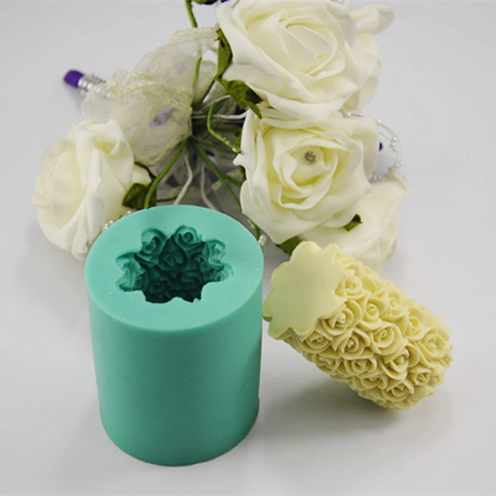 3D цилиндрическая Роза в форме свечи фотоформа для изготовления свечей виде