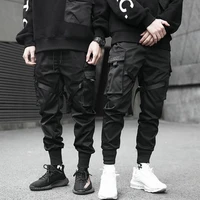 2021 new harem joggers men cargo pants streetwear hip hop casual pockets ribbons track pants male harajuku fashion trousers