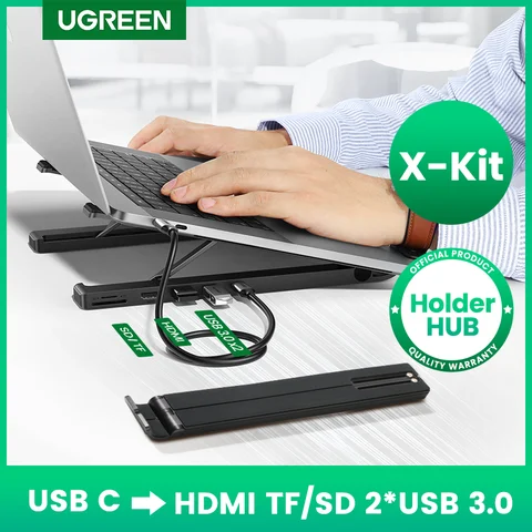 Зарядная док-станция Ugreen usb-хаб, USB C, 4K, HDMI, TF, SD, 2 порта USB 3.0, подставка для ноутбука Macbook, Dell usb-хаб