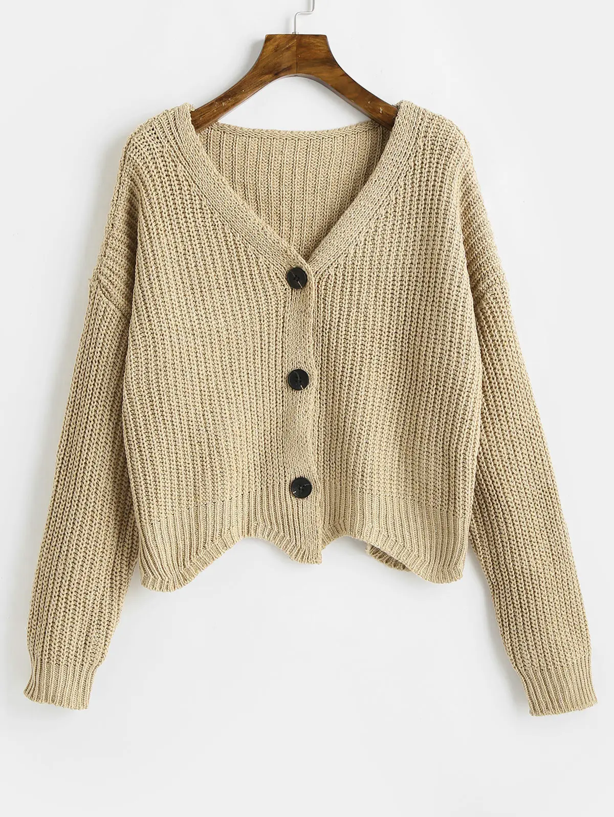 ZAFUL осенний женский кардиган вязаный длинный рукав v-образный вырез спущенное