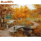 Набор для алмазной вышивки RUOPOTY 5D сделай сам, картина с осенним пейзажем, квадратнаякруглая вышивка крестиком, мозаика сделай сам, украшение для дома