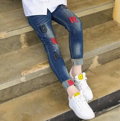 9010 jeans Коллекция года, Весенняя детская одежда джинсы для девочек повседневные тонкие джинсы для маленьких девочек, джинсы для крупных девочек, длинные штаны - Цвет: 9010 jeans