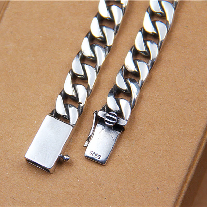 Кубинская Мужская цепочка из 925 пробы, серебряная цепочка, браслет для байкеров, хиппи, хип-хоп, мужские ювелирные изделия, вечерние подарки