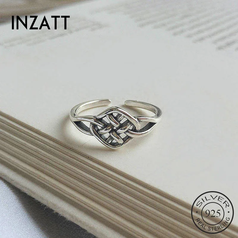 Женское ажурное кольцо INZATT из настоящего серебра 925 пробы с регулируемым