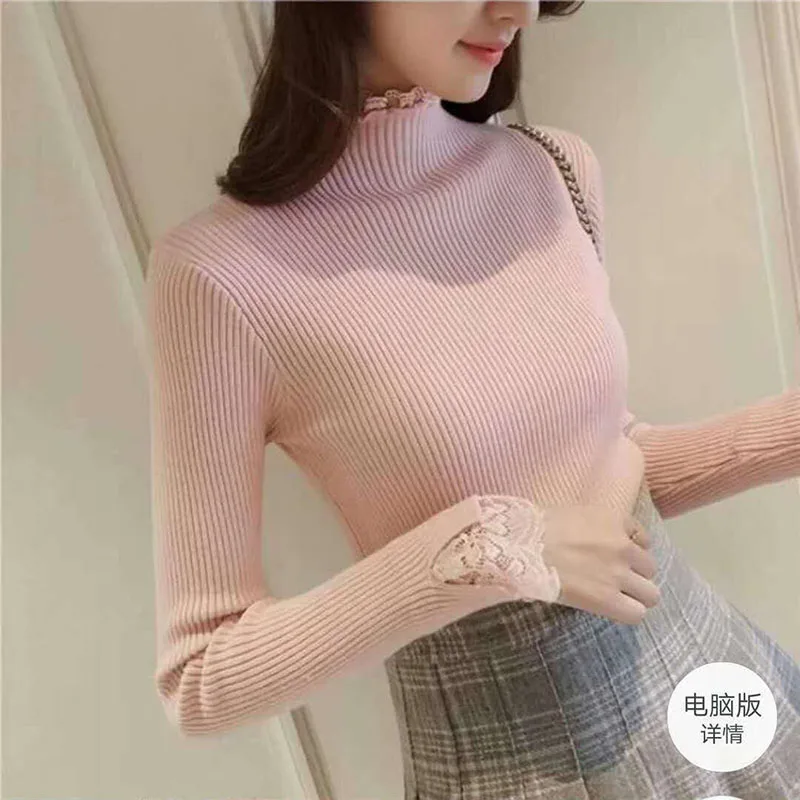 

Women Long Sleeve White Turtleneck Pullover Sweater Women Knitted Jumper Tops Winter Casual Korea Female Sweaters Black Femme