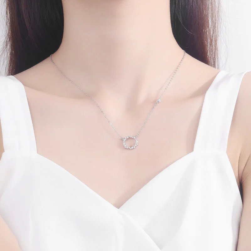 Женское колье из серебра 925 пробы с фианитом|Гибкие и жесткие браслеты| |