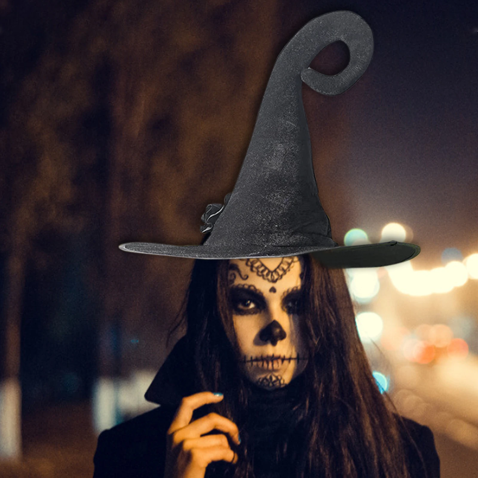 

Шляпа ведьмы на Хэллоуин, шляпа ведьмы с острым носком, новая шляпа ведьмы на Хэллоуин с золотой вельветовой лентой, шляпа ведьмы на выпускн...