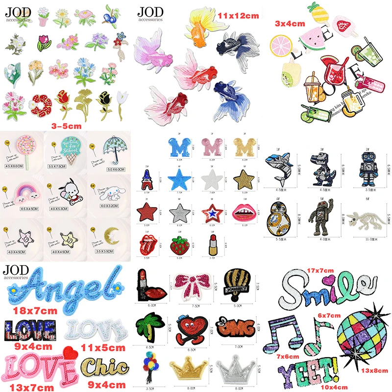 (46style) Mixed Embroidery Animal Sequin Patch Iron on Stripes for Clothing Children Accessories Applique Stickers Cloth Badges | Дом и сад