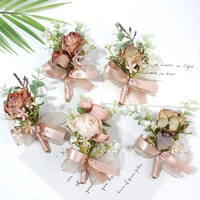 new design 2021 champagne aritifical boutonnieres for wedding accessories marriage corsage