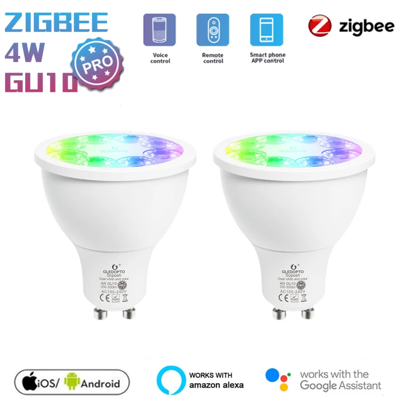 

Bluetooth Smart Bulb Home Lighting Lamp 4W GU10 RGB+CCT LED Remote Work With Alexa Echo Plus Smart Things Dimmable IOS /Android