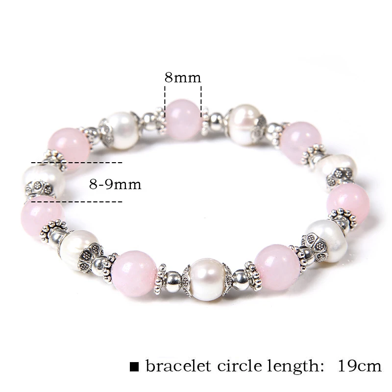 Браслеты Rose Quartzs розовый кристалл натуральный белый жемчуг браслет для девочек
