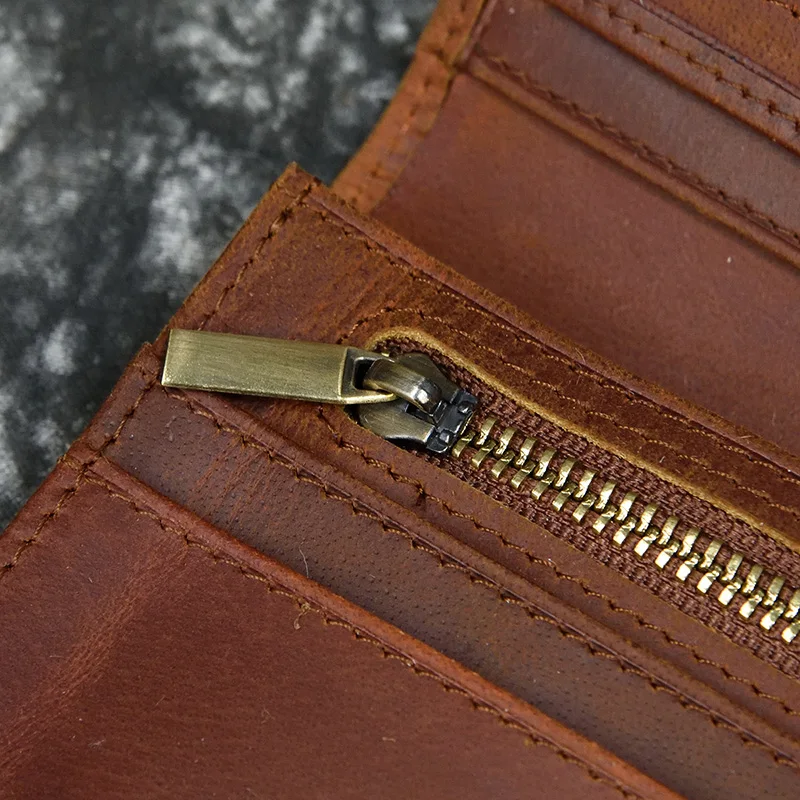 Модный винтажный удлиненный кошелек с внутренним отделением на молнии для