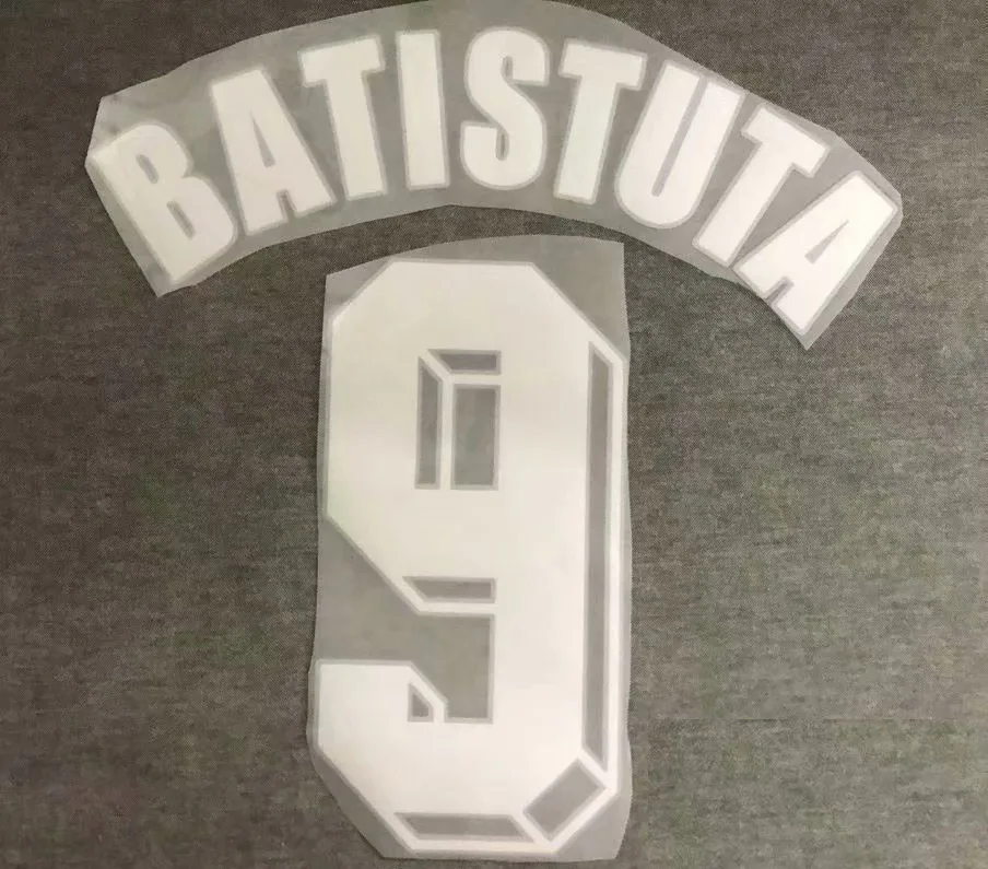 Lextral #9 Batistuta Nameset настраиваемый флокирующий значок с любым именем и номером