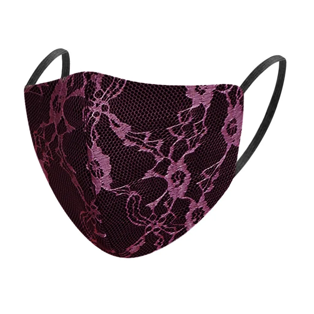 

Fashion Women Floral Lace Embroidery Cotton Mask Mouth Face cover Dust Reusable Washable Protection personality mascarillas