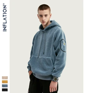Мужская Флисовая Толстовка INFLATION, однотонная свободная толстовка с карманом, на зиму, 9659