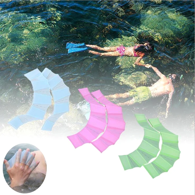 

1Pair Silicone Girdles Swimming Hand Fins Flippers Palm Finger Webbed Gloves