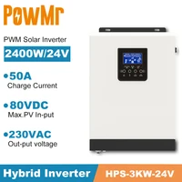 2400W 3000VA  Hybrid Solar Inverter PWM 50A 24V Solar Charger Pure sine wave with 230V Output High PV Input 80VDC Solar System