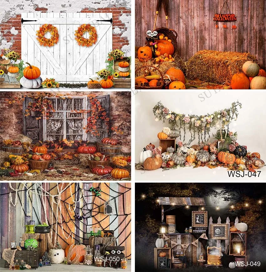 

Halloween Backdrop Pumpkin Lantern Castle Forest Moon Tombstone Baby Photography Background for Photo Studio Photophone