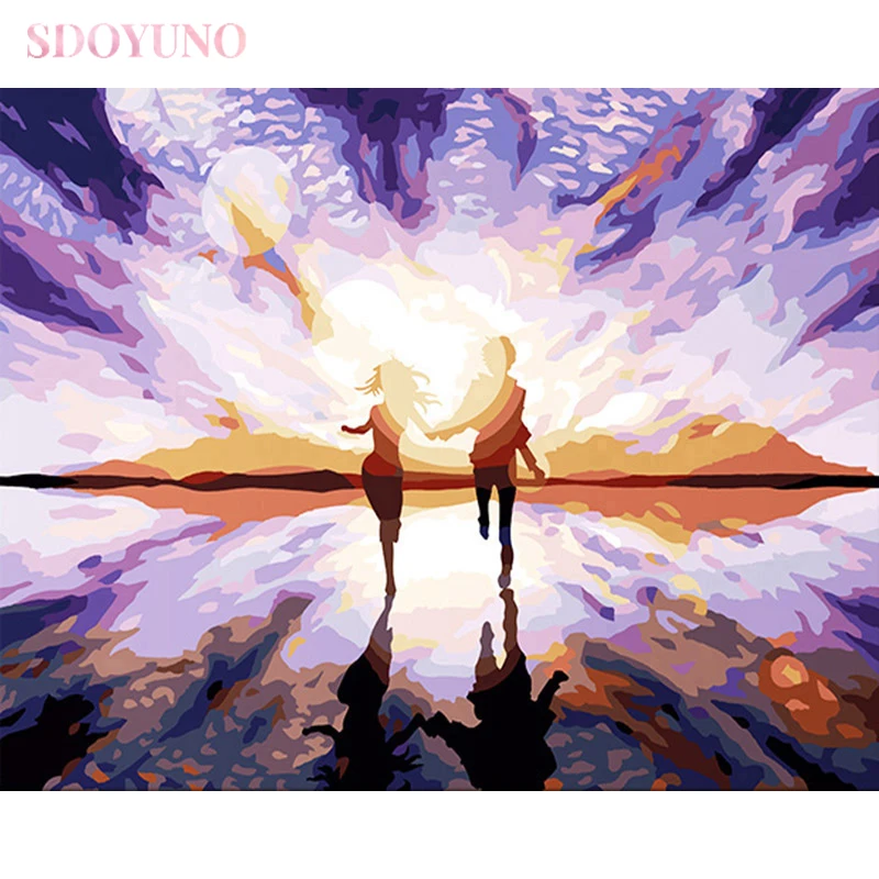 

SDOYUNO DIY painting by numbers with frame for adults abstract pictures by numbers on canvas acrylic paint set art HandPainted