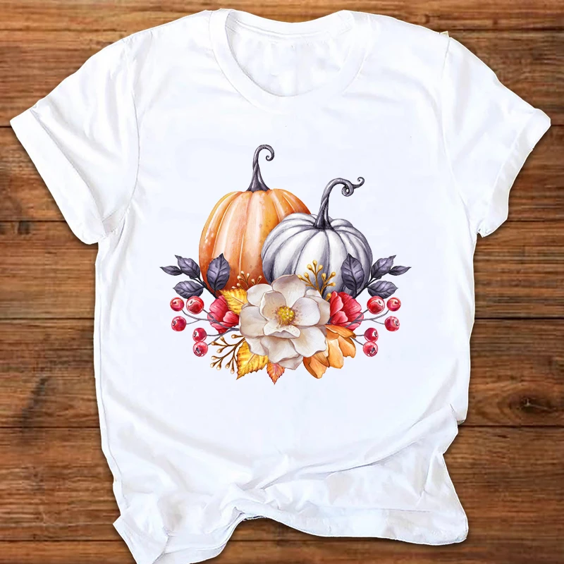 Женская графическая осенняя одежда 90s с цветочным принтом тыквы на День