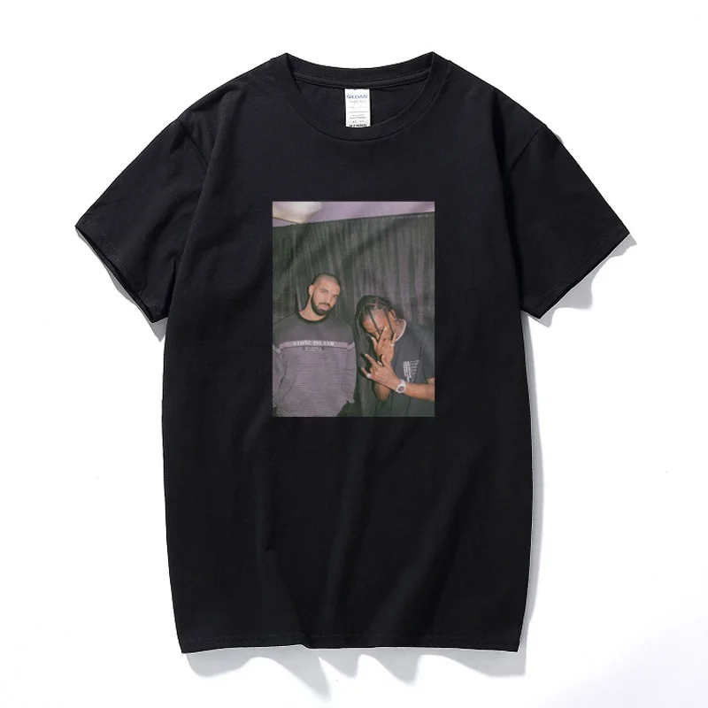 

Drake And Travis Scott Vintage Style T Shirts For Men New Arrival Harajuku Streetwear Rapper Tshirts 100% Cotton T-shirt EU Size