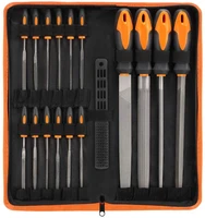 17pcs file tool set with carry case grade t12 drop forged alloy steel precision flat triangle file 12pcs needle files 1 brush