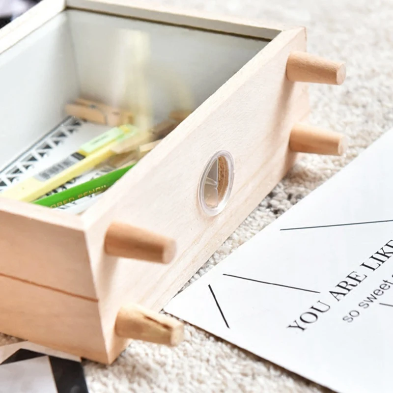 Деревянная копилка монета коробки для домашнего декора подарок детей со стеклом
