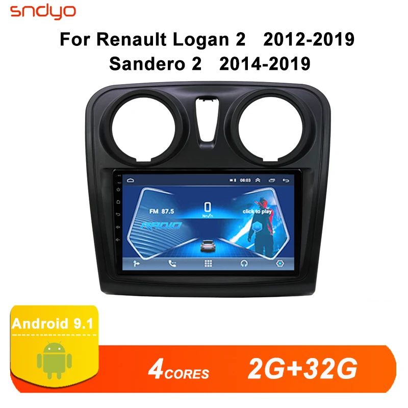 9-дюймовый автомобильный мультимедийный плеер для Renault Logan 2 Sandero 2012-2019 Android Радио Стерео DVD GPS Головное устройство Навигация Wi-Fi DSP On