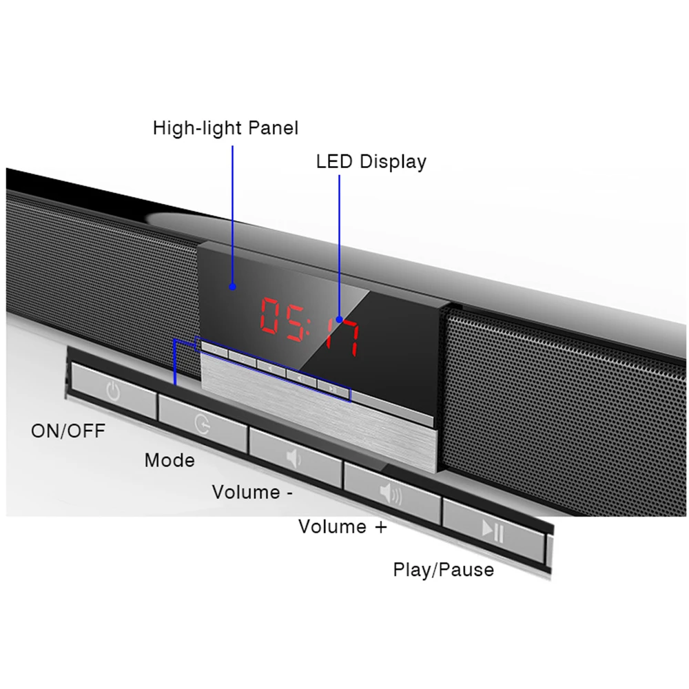 Звуковая панель 40 Вт Беспроводная Bluetooth-колонка светодиодный дисплей домашняя