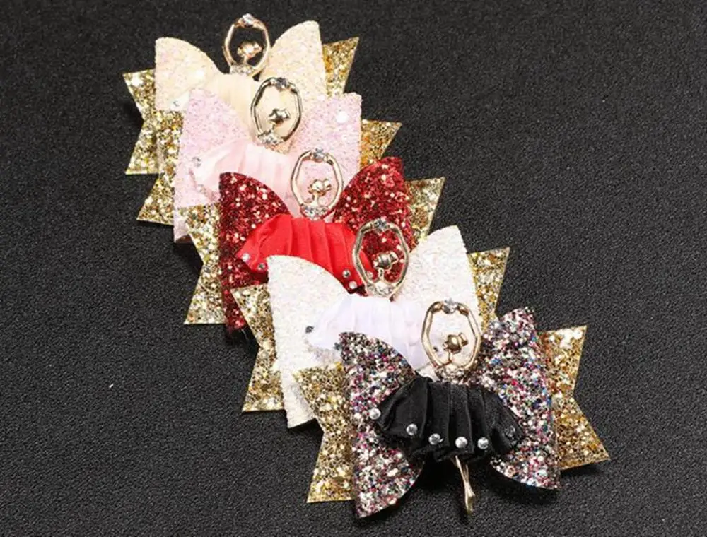 

Glitter Hair Bows Ballet Girl Hairpin Princess Rhinestone Barrettes Party Birthday Kids Girls Hair Clips Hair Accessories 5 Col