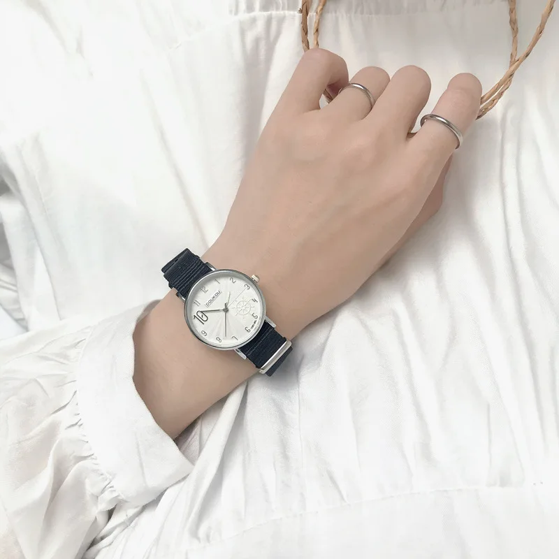 Fashion Stripe Women Watches Simple Number Gear Dial Design Ladies Quartz Wristwatches Casual Pink Nylon Strap Woman Watch Hours | Наручные