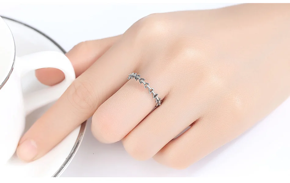 CZCITY Genuine 925 Silver Sterling Vintage Stackable Hollow Arrow Rings Carving 925 Link Arrow Open Rings Men Women Punk Jewelry