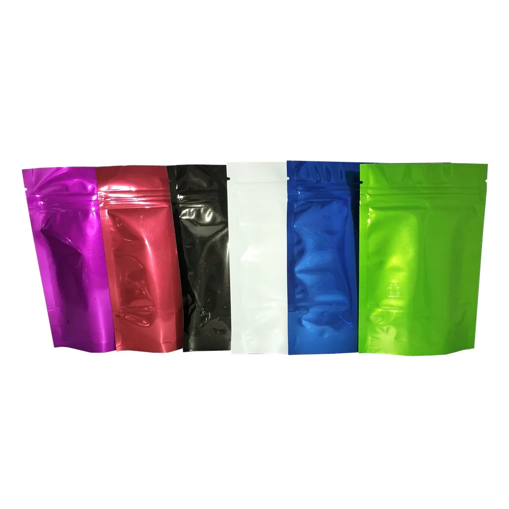 

100Pcs Colorful Stand Up Aluminum Foil Zip Lock Packaging Bag Dry Flower Tea Nuts Resealable Mylar Foil Zipper Packing Pouches