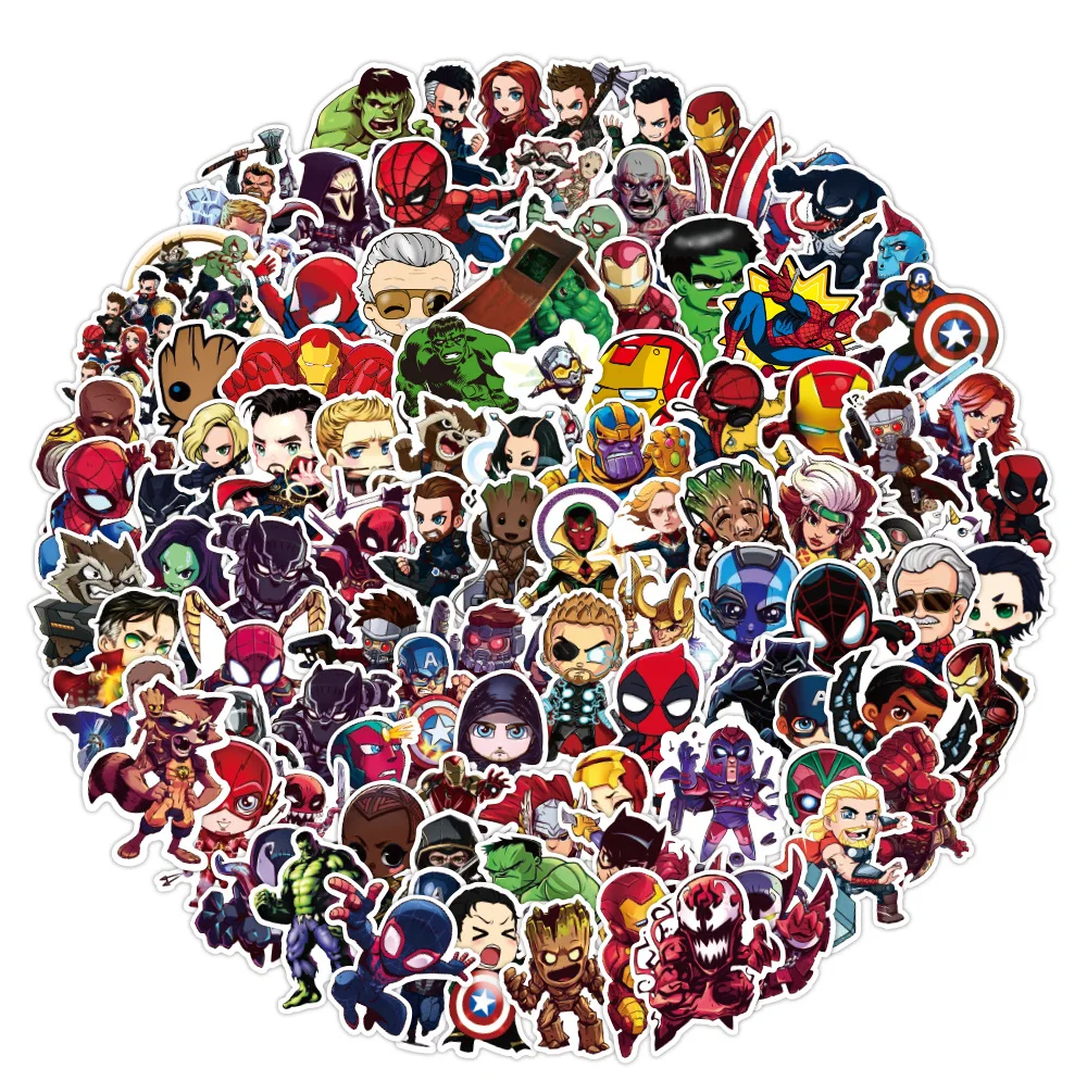 50pc Kid Toy Cartoon Marvels Stickers Cool The Avengers Waterproof Sticker Luggage Skateboard Guitar Laptop Stikers | Игрушки и хобби