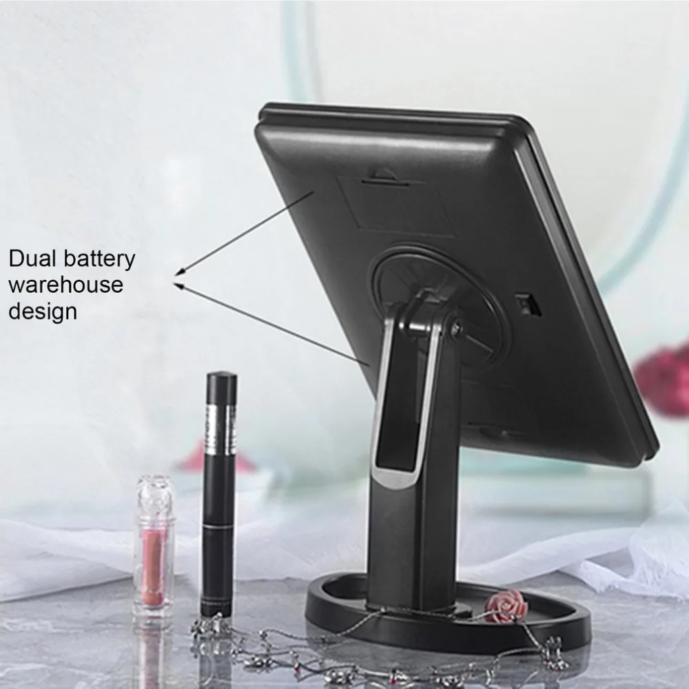 22 LED портативное женское зеркало для макияжа лица вращение на 360 градусов