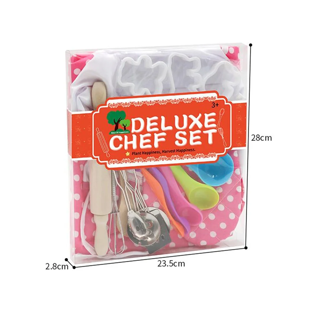 

2PCS Kitchen Role Play Set with Dress up Costume and Kitchen Accessories Kids Pretend Play Toy Set Cookies Toys For baby girls