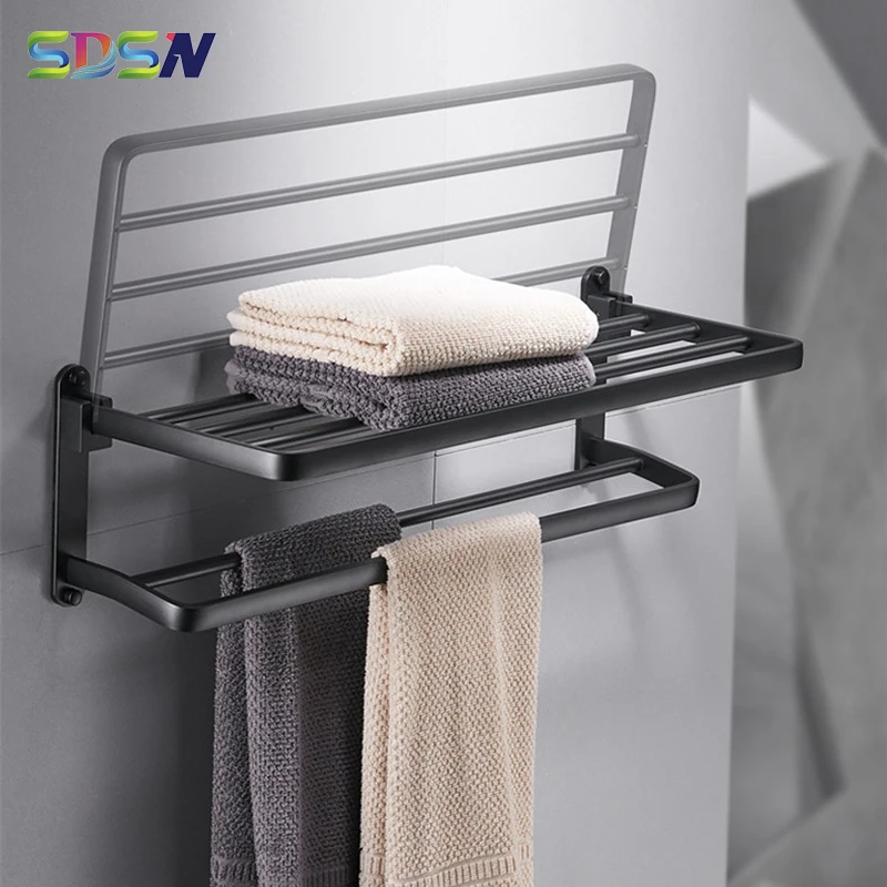 

Bathroom Towel Rack SDSN Space Aluminum Bath Towel Holder Black Bronze Bathroom Hardware Set Towel Shelf Bathroom Accessories