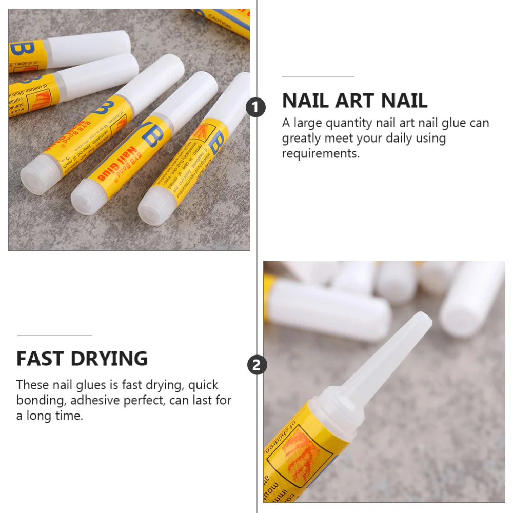 

50Pcs Nail Art Sticky Glue Plastic Female Fake Nail Glue Beauty Tool Yellow