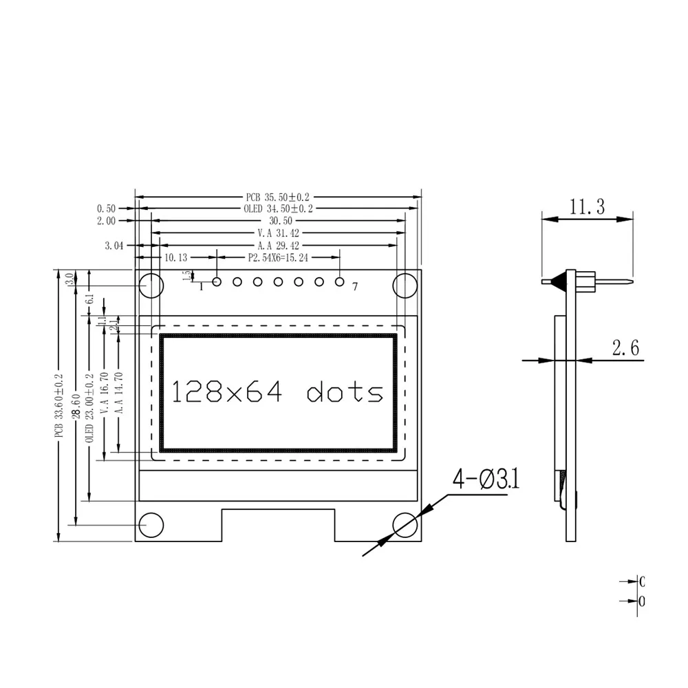 1 3 дюймов O светодиодный модуль белый/синий SPI/межсоединений интегральных схем I2C